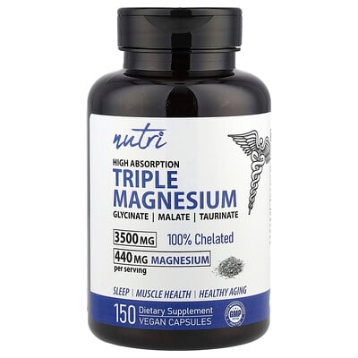Nutri, Triple Magnesium, High Absorption, 150 Vegan Capsules