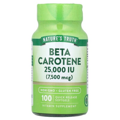 Beta Carotene, 25,000 Iu, 100 Quick Release Softgels