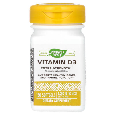 Vitamin D3, Extra Strength, 50 Mcg, 120 Softgels