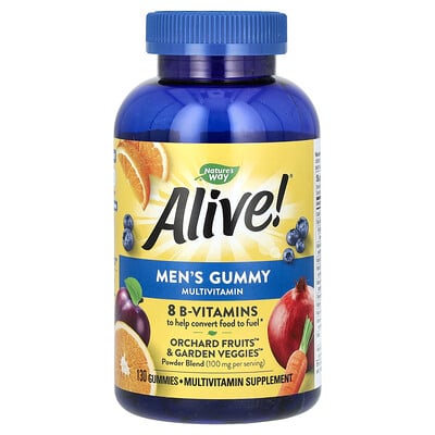 Alive! Men's Gummy Multivitamin, Fruit, 130 Gummies