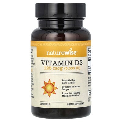 Vitamin D3, 125 Mcg, 30 Softgels