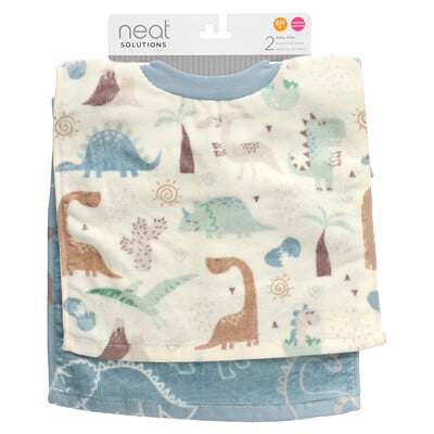 Baby Bibs, 6m+, Dinosaurs, 2 Count