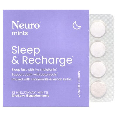 Neuromints, Sleep & Recharge, Mixed Berry, 6 Packs, 12 Meltaway Mints Each