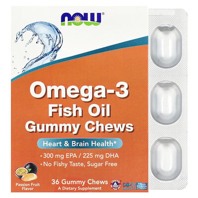 Omega-3 Fish Oil Gummy Chews, Passion Fruit , 36 Gummy Chews