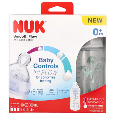 Smooth Flow, Anti-colic Bottle, 0+ Months, 3 Bottles, Each