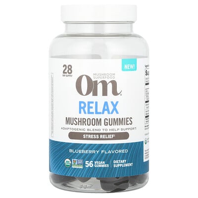 Relax Mushroom Gummies, Blueberry , 56 Vegan Gummies