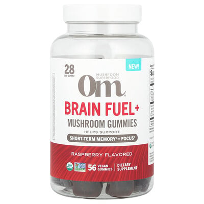 Brain Fuel+ Mushroom Gummies, Raspberry , 56 Vegan Gummies