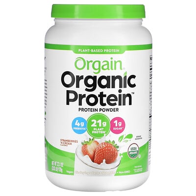 Organic Protein Powder, Plant Based, Strawberries 'n Cream