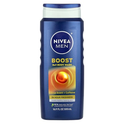 Men, Boost 3-in-1 Body Wash, Citrus Scent + Caffeine