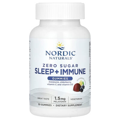 Sleep + Immune Gummies, Zero Sugar, Elderberry Lemon, 30 Gummies
