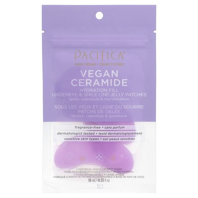 Vegan Ceramide, Hydration Fill Undereye & Smile Line Jelly Patches, Fragrance-free, 4 Patches