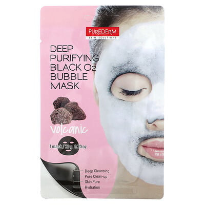Deep Purifying Black O2 Bubble Beauty Mask, Volcanic, 1 Sheet Mask