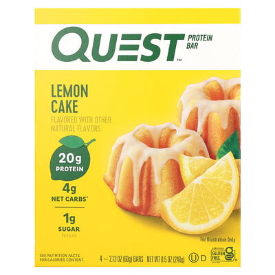 Protein Bar, Lemon Cake , 4 Bars, Each