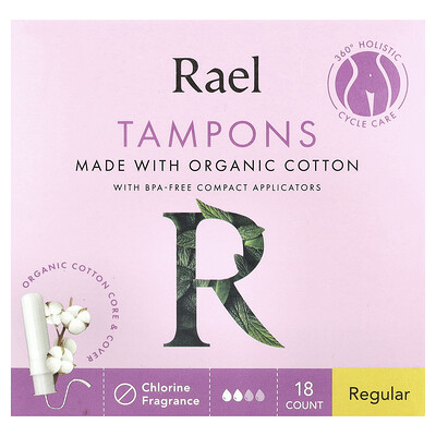 Organic Cotton Tampons, Regular, Fragrance Free, 18 Count