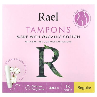 Organic Cotton Tampons, Regular, Fragrance Free, 18 Count