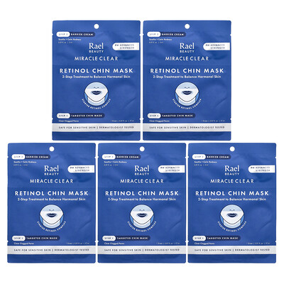Miracle Clear, Retinol Chin Beauty Mask, Barrier Cream, 10 Piece Kit