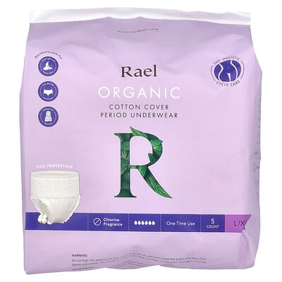 Organic Cotton Cover Period Underwear, L/xl , 5 Count