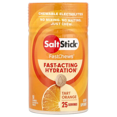 Fastchews®, Chewable Electrolytes, Tart Orange, 50 Chewable Tablets