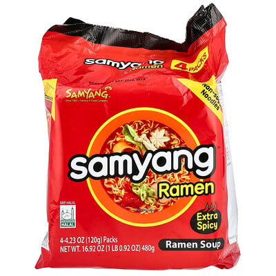Ramen Soup, Extra Spicy, 4 Packs, Each