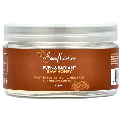 Even & Radiant Raw Honey, Daily Exfoliating Toner Pads, 30 Pads
