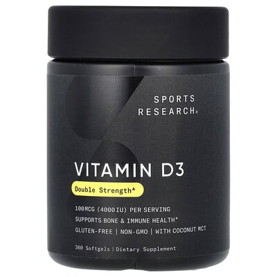 Vitamin D3, Double Strength, 100 Mcg, 360 Softgels