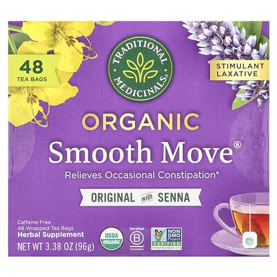 Organic Smooth Move, Caffeine Free, 48 Wrapped Tea Bags