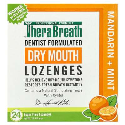 Dry Mouth Lozenges, Mandarin + Mint, 24 Sugar Free Lozenges