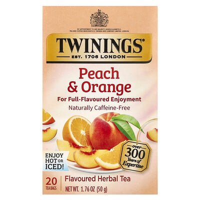 Herbal Tea, Peach & Orange, Caffeine-free, 20 Tea Bags