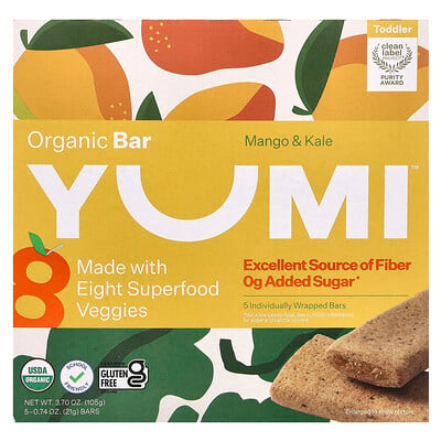 Organic Bar, Toddler, Mango & Kale, 5 Bars, Each