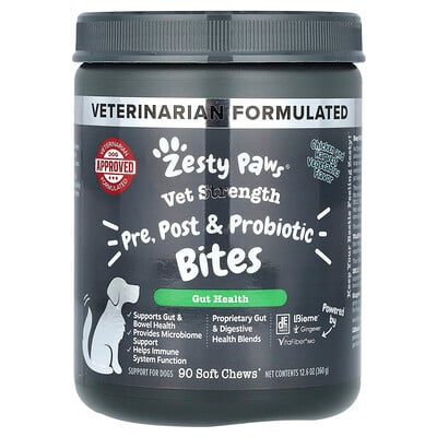 Vet Strength, Pre, Post & Probiotic Bites, For Dogs, All Ages, Chicken And Harvest Vegetable, 90 Soft Chews