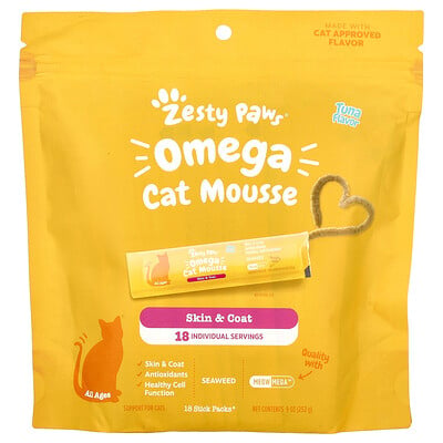 Omega Cat Mousse, For Cats, Tuna, 18 Stick Packs