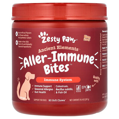 Ancient Elements, Aller-immune Bites, For Dogs, All Ages, Bison, 90 Soft Chews
