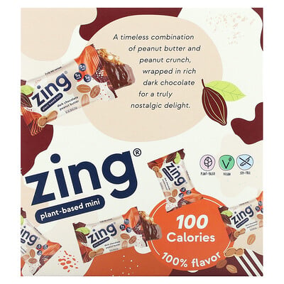 Plant-based Mini Bars, Dark Chocolate Peanut Butter In Peanut Butter, 18 Bars, Each