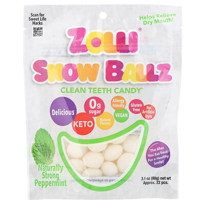 Zolli Snow Ballz, Naturally Strong Peppermint, Approx. 22 Pieces