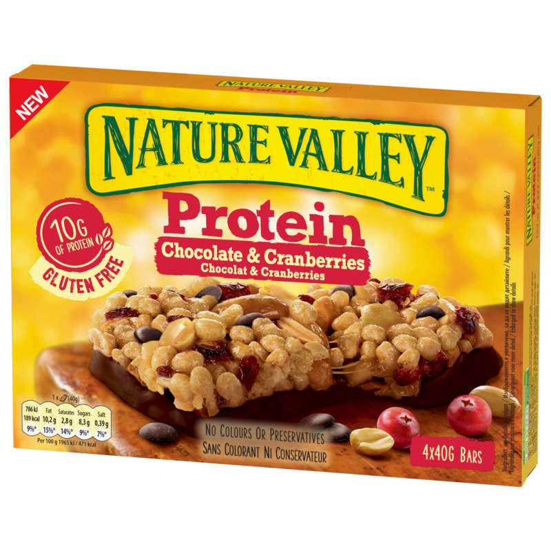 Barres Céréales Protein Chocolat Et Cranberries Sans Gluten