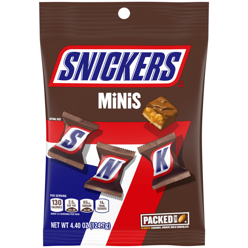 Mini Barres Chocolatées Lait Cacahuètes Caramel Snickers